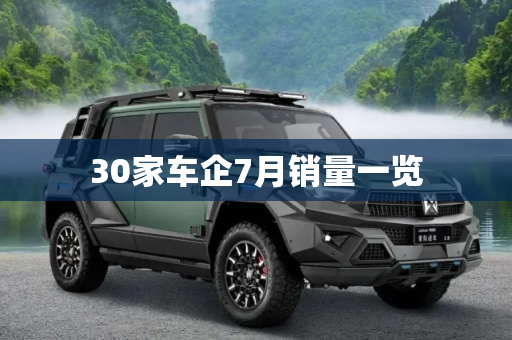 30家车企7月销量一览